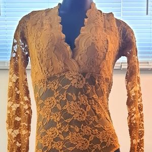 Gold lace bodysuit